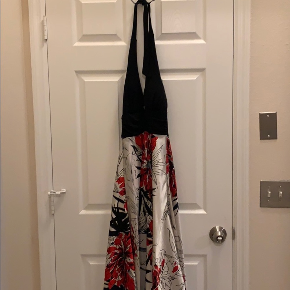 Oriental halter midi dress